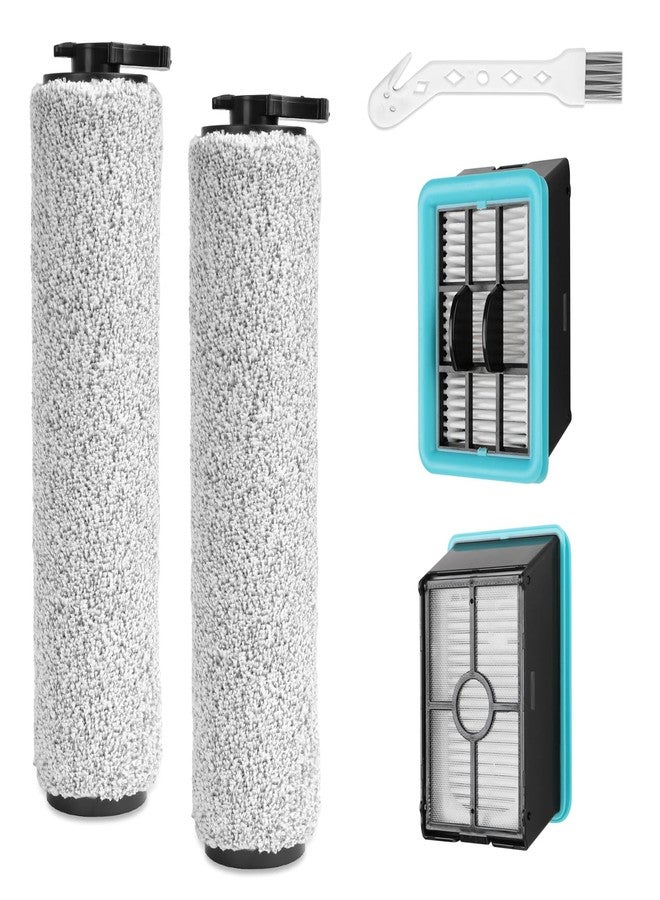 FFsign 3831 Roller Brush & Filter Replacement Compatible with Bissell Crosswave Hard Floor Expert 3831, HF2 3845N Vacuum, Floor Scrubber Wet Dry Vacuum Accessory Kit 2 Brush Rolls, 2 Filter Parts - Image 1